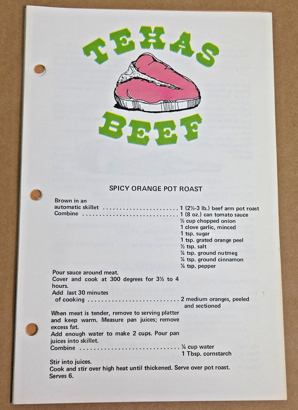 Vintage 1970s Texas Agriculture (TAP) Recipe Cards - Set of 6 - Texana Ephemera